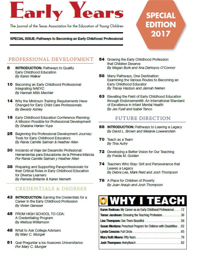 Early Years Pathways Table of Contents